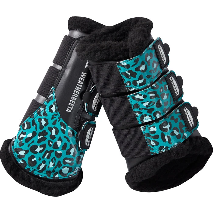 Weatherbeeta Leopard Brushing Boots 1006958008 Turquoise Leopard Print 3 Weatherbeeta Leopard Brushing Boots 1006958008 Turquoise Leopard Print