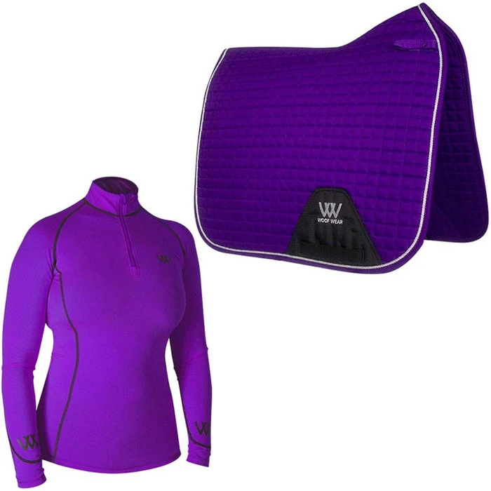 2022 Woof Wear Womens Performance Riding Shirt & Woof Wear Dressage Saddle Cloth Bundle - Ultra Violet Colour Ultra Violet 3 2022 Woof Wear Womens Performance Riding Shirt & Woof Wear Dressage Saddle Cloth Bundle - Ultra Violet Colour Ultra Violet