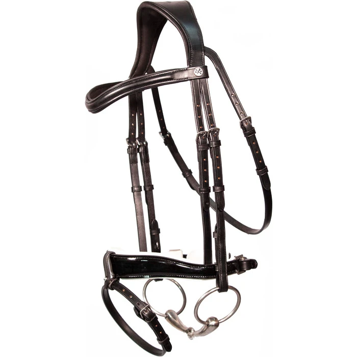 2023 Henry James Saddlery Patent Dressage Bridle With White Padding HJ-BR-07 - Black 3 2023 Henry James Saddlery Patent Dressage Bridle With White Padding HJ-BR-07 - Black