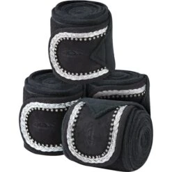 2022 Weatherbeeta Fleece Bling Bandage 4 Pack 1002758001 - Black