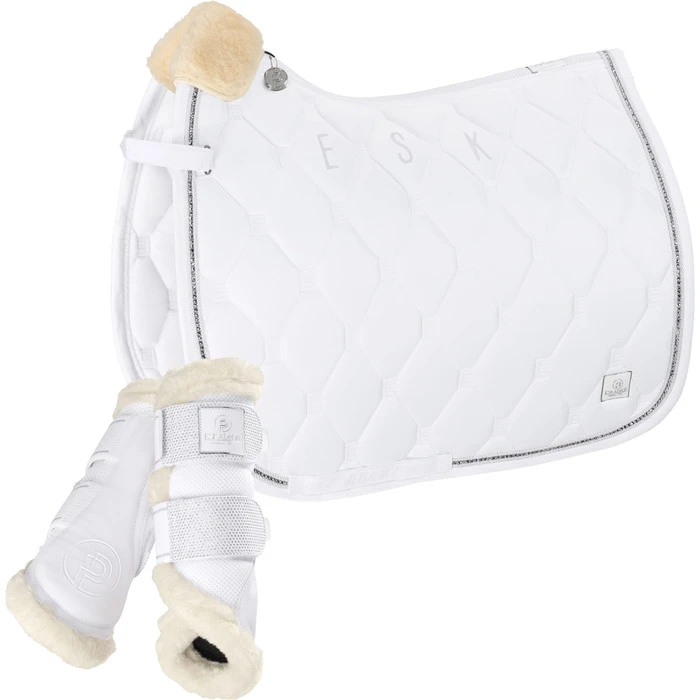 2023 Eskadron Glossy Crystal Saddle Cloth & Mesh Evo-Wool Tendon Boots Bundle 218131555131 - White 3 2023 Eskadron Glossy Crystal Saddle Cloth & Mesh Evo-Wool Tendon Boots Bundle 218131555131 - White