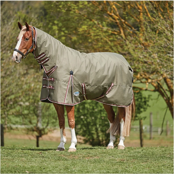 2023 Weatherbeeta Comfitec Essential Combo Neck Medium Turnout Rug 10004151 - Olive Green / Burgundy / White Colour Olive Green / Burgundy / White 3 2023 Weatherbeeta Comfitec Essential Combo Neck Medium Turnout Rug 10004151 - Olive Green / Burgundy / White Colour Olive Green / Burgundy / White - Image 2
