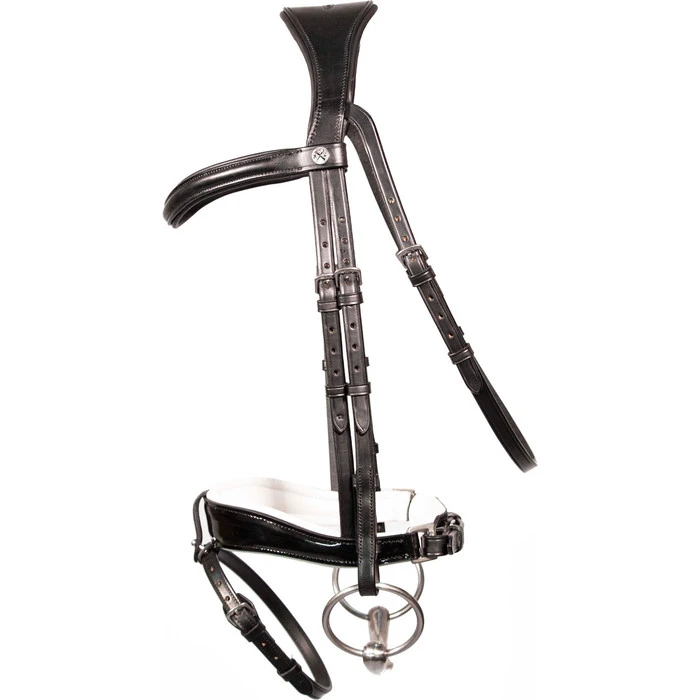 2023 Henry James Saddlery Patent Dressage Bridle With White Padding HJ-BR-07 - Black 4 2023 Henry James Saddlery Patent Dressage Bridle With White Padding HJ-BR-07 - Black - Image 2